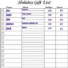 A holiday gift list