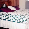 A bedspread that can look like flowers or snowflakes, depending on the season.