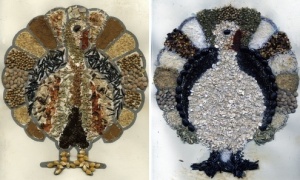 A turkey made from seeds, grains and other pantry staples.