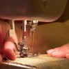 Sewing with a sewing machine.