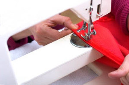Sewing stretchy fabric with a sewing machine.