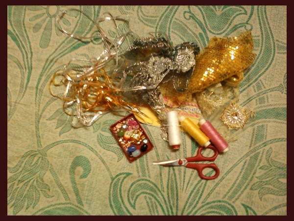 Materials for gift pouch.