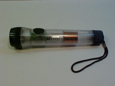 Reusing Parts From A "Shake" Flashlight - the original light before being taken apart.