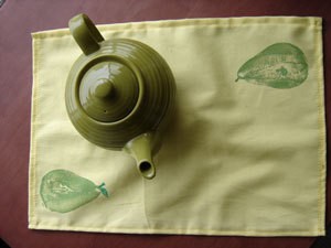 Pear printed tea towel.