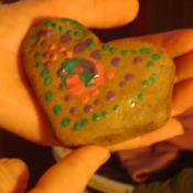 Painted Rocks - the heart shaped front of the rock, painted with puffy paints.