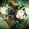 Sierra (Dog) And Katelyn both wearing rimmed glasses.