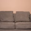 Brown microfiber couch.