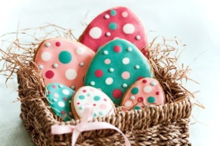 Colorful Easter egg cookies.