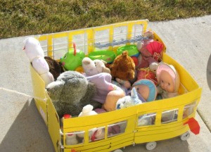 Completed cart loaded with toys.