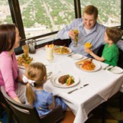 A family eating out.