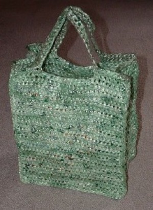 Crocheted Green Plarn Bag