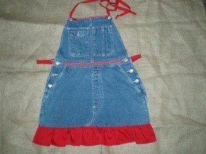 Jean Apron with red trim