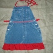 Jean Apron with red trim