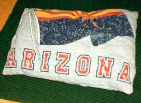 Pillow made from an old t-shirt.