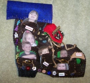 Finished frame with photos in pockets.