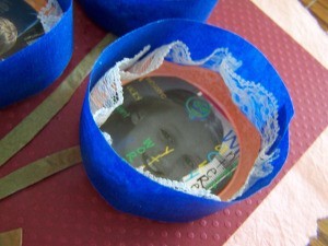 Holding lace up with painter's tape.