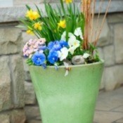 Planter with flowers.