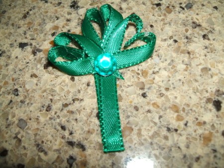 Finished Ribbon Shamrock Pin