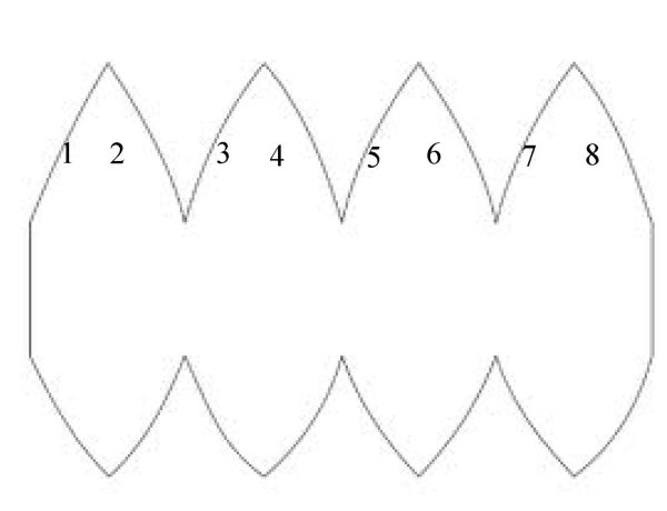 Numbered cutting and sewing pattern for egg.