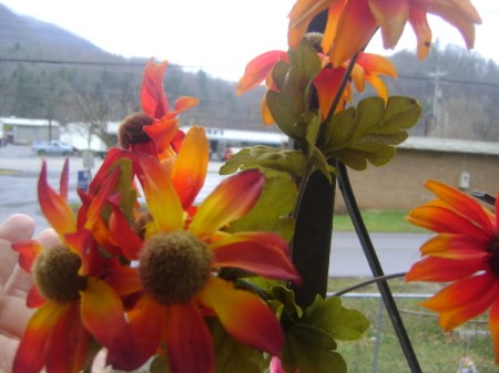 Orange and yellow artificial flowers