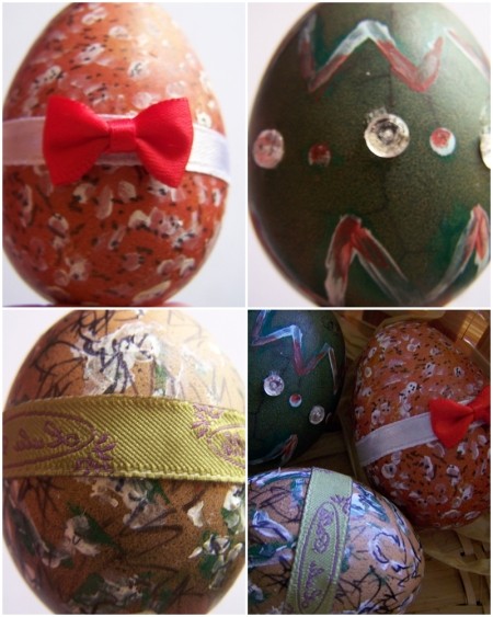 Deluxe Easter Eggs - Addition of bows, ribbon, and rhinestones.