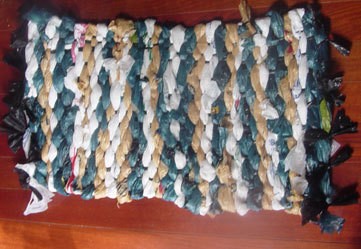 plastic bag rug finished