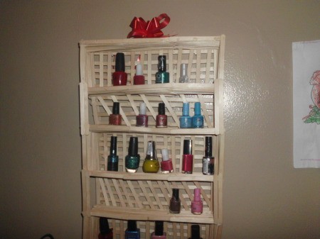 Popsicle Stick Shelf - final and hanging up