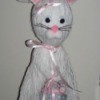 Hanging white yarn bunny.
