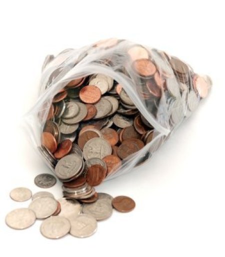Saving Money On Ziptop Bags, Coins in Zip-Lock Bag