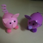 Plastic Easter Egg Animals - Pig and mouse eggs.