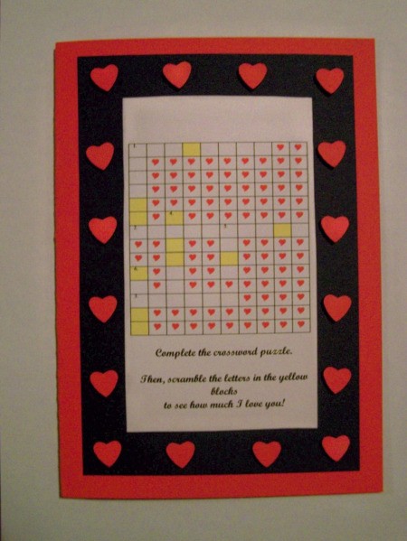 A crossword puzzle valentine's card.
