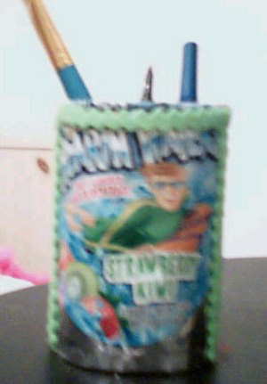 Recycle Cans and Packaging Into Storage Containers - decorate with a juice pouch.