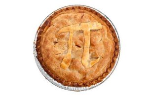 A pie with the symbol for pi on it.