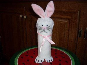 Easter bunny made from paint roller.