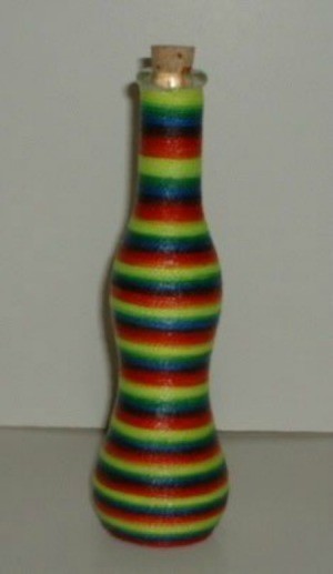 Rainbow twine wrapped bottle.