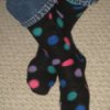 Polka dot fleece socks.