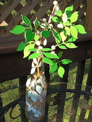 Glass pop bottle turned into a vase.