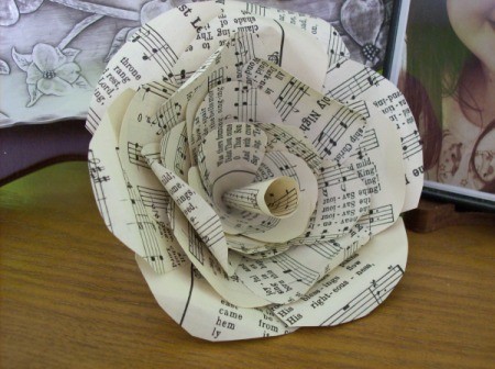 Paper Flowers From Old Books, close up