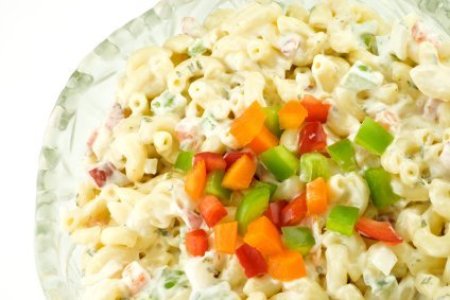 Macaroni Salad With Chopped Peppers on Top