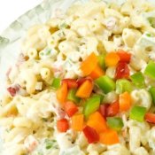 Macaroni Salad With Chopped Peppers on Top