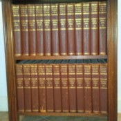 Two shelf bookcase with Britannica.