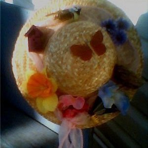 Straw hat spring decoration.