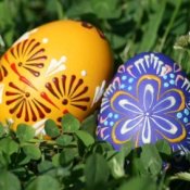 Decorated Easter Eggs in Grass