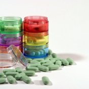 Vitamins in Colorful Containers