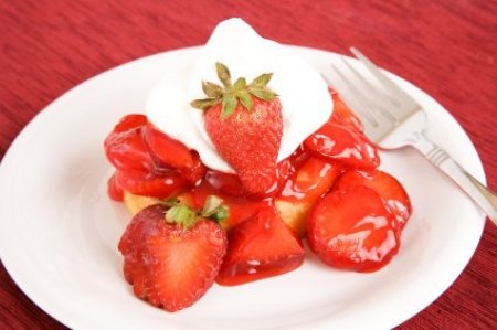 Strawberry Shortcake on White Plate