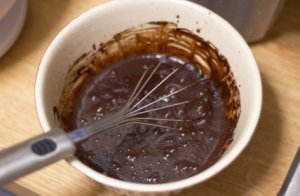 Cake Mix in Bowl With Wisk
