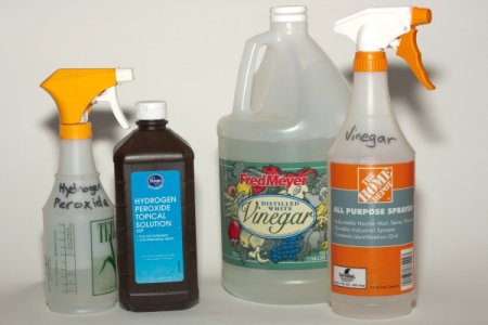 Hydrogen Peroxide and Vinegar With Spray Bottles