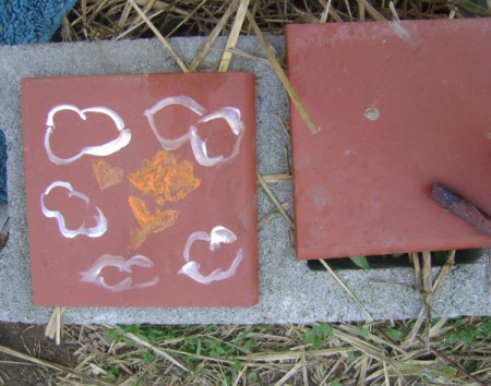 Painted terra cotta tiles