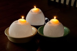 Frosty Ice Candles in Bowls