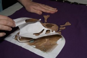 Carefully peel off the template after the paint is dry.